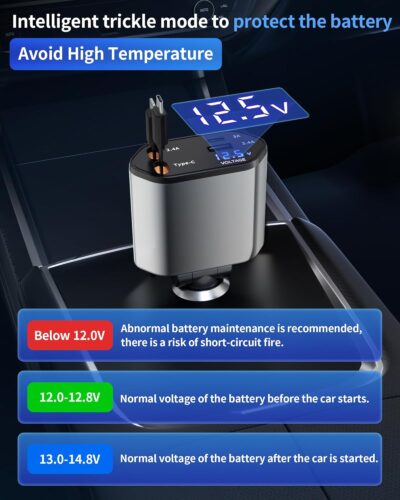 Retractable Car Charger, 4 in 1 Fast Charging Car Charger with USB-C & USB-A, Compatible with iPhone 17/16/15/14/13/12/11,Galaxy,Pixel, Car Accessories for Men Women Drivers - Image 6