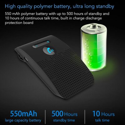 SP09 Handsfree Bluetooth Speaker for Cell Phone, in Car Speakerphone with Visor Clip, Motion Auto On, Connect 2 Phones, 10 Hours Talking Time, Car Visor Bluetooth Receiver for - Image 5