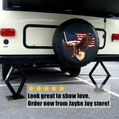 Spare Tire Cover, Wheel Cover with American Eagle USA Flag PVC Leather Waterproof Dust-Proof Universal Fit for Jeep Trailer RV SUV Camper Vehicle (15 Inch) - Image 4