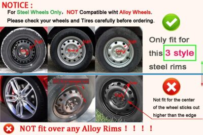 Hubcap Wheel Covers Replacement Size R15 Hub Caps Universal-Fit Steel Wheel Rims Cover ABS Tire Cap for Most Cars Trucks Sedans SUV -Set of 4（15-inch，Silver-Black） - Image 7