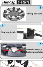 Hubcap Wheel Covers Replacement Size R15 Hub Caps Universal-Fit Steel Wheel Rims Cover ABS Tire Cap for Most Cars Trucks Sedans SUV -Set of 4（15-inch，Silver-Black） - Image 8