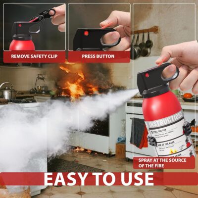 Small Fire Extinguisher for Home & Car – (6Pack, 1.32lb Each) Portable Dry Chemical Fire Extinguishing Spray | For Kitchen Grease, Electrical, Vehicle & Garage Fires, Easy to Use - Image 2