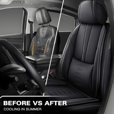 Car Seat Covers for Honda HR-V 2016-2026,Waterproof Nappa Leather Car Seat Cover,Soft Seat Cushion Covers with Airbag,Full Coverage Car Seat Covers Sets(Black,2PCS Only) - Image 5