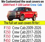 Aierxuan Full Set Car Seat Covers Custom Fit 2009-2026 Ford F150 Crew Cab, 2017-2026 F250 F350 F450 Super Duty Pick-up Truck, Automotive Vehicle Cushion Cover with Waterproof Leather (Black and Red) - Image 6
