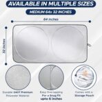 EcoNour Car Windshield Sunshade | Blocks 99% Heat & Keeps Interior Cool | Universal Fits Cars, SUVs, Trucks | Automotive Sun Screen, Visor & Car Accessories for Summer | Medium (64x32 Inches) - Image 6