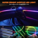 Interior Car LED Strip Lights, Acrylic LED Lights for Car with Dynamic Dreamcolor Chasing, Ambient Lighting Kits Music Sync Wireless APP and RF Remote Control (10 in 1) - Image 3