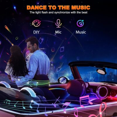 Interior Car LED Strip Lights, Acrylic LED Lights for Car with Dynamic Dreamcolor Chasing, Ambient Lighting Kits Music Sync Wireless APP and RF Remote Control (10 in 1) - Image 5
