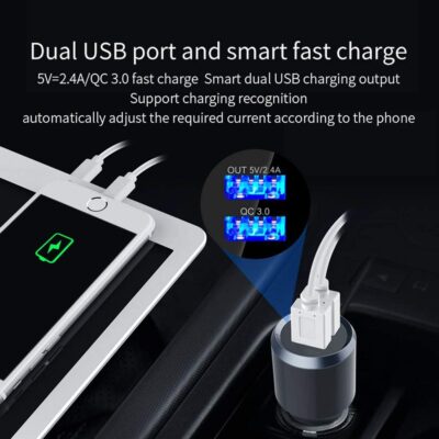 Bluetooth Car FM Transmitter,HIDOU Bluetooth 5.0 Car Radio Adapter Receiver with 7 Color Light,QC3.0/2.4A USB Car Charger Kit,Siri Assistant,Handsfree Mp3 Player Black - Image 6