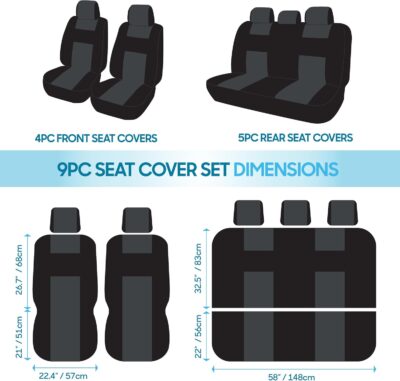 BDK PolyPro Car Seat Covers Full Set in Solid Black, Front and Rear Split Bench Seat Covers for Cars, Easy to Install Car Seats Cover Set and Accessories for Auto Trucks Van SUV - Solid Black - Image 10