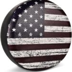 Spare Tire Cover, Wheel Cover with American USA Flag PVC Leather Waterproof Dust-Proof Universal Fit for Jeep Trailer RV SUV Camper Vehicle (17 Inch)
