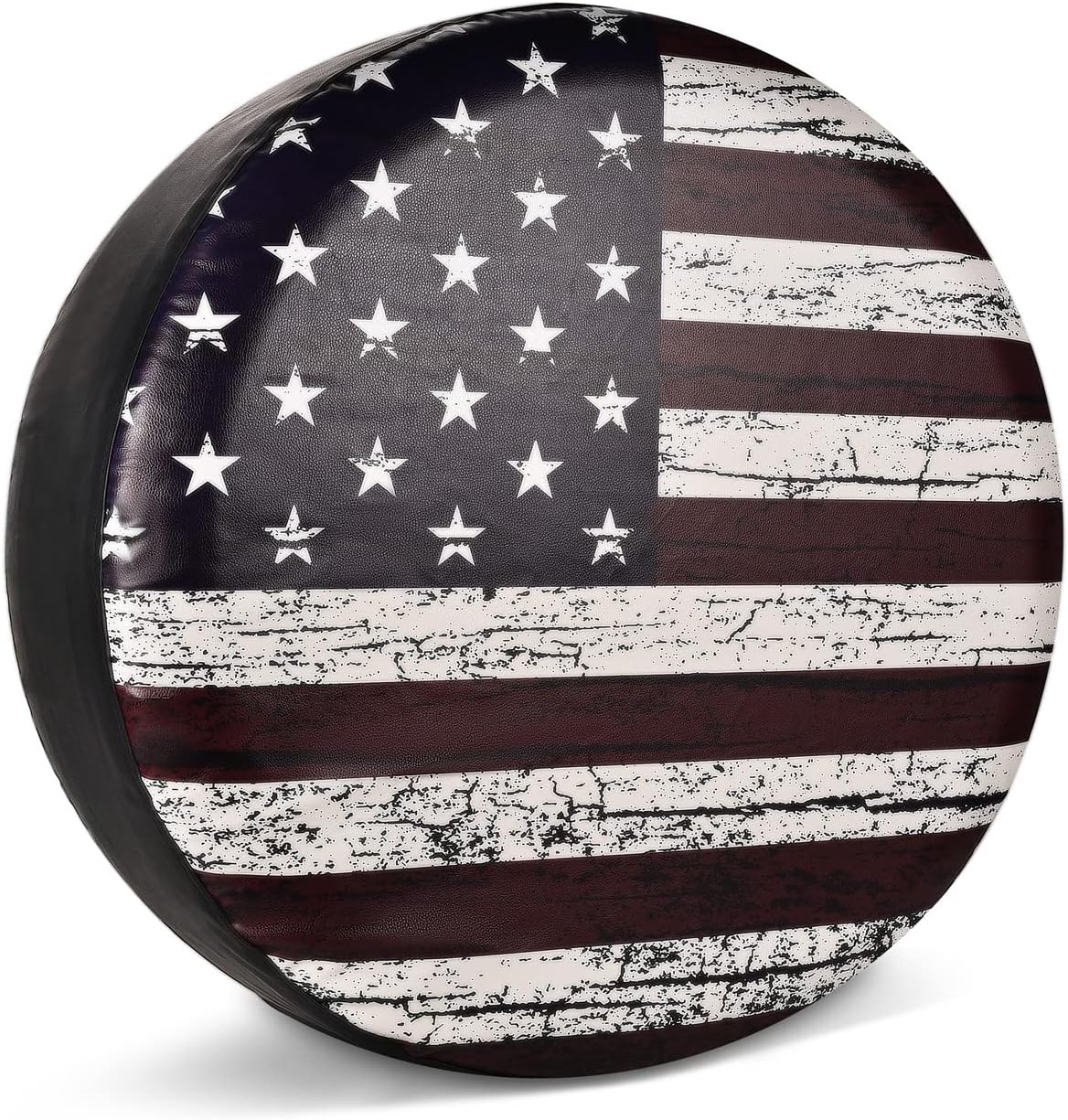 1774474791_81mXMIvpMjL._AC_SL1300_.jpg Spare Tire Cover, Wheel Cover with American USA Flag PVC Leather Waterproof Dust-Proof Universal Fit for Jeep Trailer RV SUV Camper Vehicle (17 Inch) - Image 1