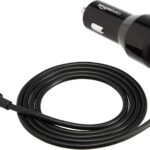 Amazon Basics 30W Fast Car Charger, 1 USB-C (18W) Cable with PD, 1 USB-A (12W) Port, Apple MFi Certified, for Phones (iPhone 16/15/14/13/12/11/X, Samsung, and more), Black