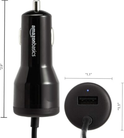 Amazon Basics 30W Fast Car Charger, 1 USB-C (18W) Cable with PD, 1 USB-A (12W) Port, Apple MFi Certified, for Phones (iPhone 16/15/14/13/12/11/X, Samsung, and more), Black - Image 3