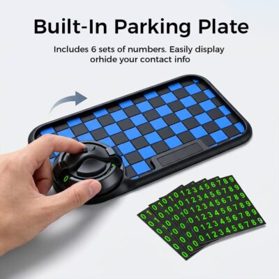 Multifunctional Car Anti-Slip Dashboard Mat with 360° Rotating Phone Holder & Hidden Parking Number Plate, Universal Anti Slip Mat for Car Dashboard Organizer for Phone, Keys, Sunglasses (White) - Image 6