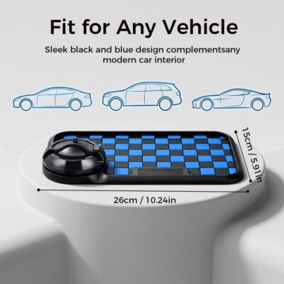 Multifunctional Car Anti-Slip Dashboard Mat with 360° Rotating Phone Holder & Hidden Parking Number Plate, Universal Anti Slip Mat for Car Dashboard Organizer for Phone, Keys, Sunglasses (White) - Image 7