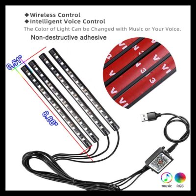 LED Car Lights with App Control, Car LED Strip Lights, Smart Interior Car Lights with DIY Mode and Music Mode, Under Dash Interior Lights for Car with Smart USB Port, Fit for Cars, Trucks, SUVs - Image 2