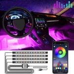 LED Car Lights with App Control, Car LED Strip Lights, Smart Interior Car Lights with DIY Mode and Music Mode, Under Dash Interior Lights for Car with Smart USB Port, Fit for Cars, Trucks, SUVs