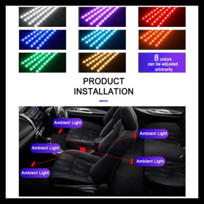 LED Car Lights with App Control, Car LED Strip Lights, Smart Interior Car Lights with DIY Mode and Music Mode, Under Dash Interior Lights for Car with Smart USB Port, Fit for Cars, Trucks, SUVs - Image 3