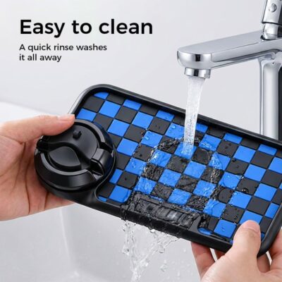 Multifunctional Car Anti-Slip Dashboard Mat with 360° Rotating Phone Holder & Hidden Parking Number Plate, Universal Anti Slip Mat for Car Dashboard Organizer for Phone, Keys, Sunglasses (Blue) - Image 5