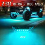 8 Pods Full Angle RGB LED Rock Lights for Truck Jeeps ATV UTV RZR Offroad Golf Cart SXS, Waterproof Multicolor Neon Underglow Kit with Bluetooth APP/RF Remote, 12Volt Underbody Lights - Image 3