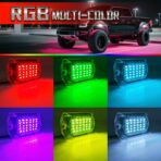8 Pods Full Angle RGB LED Rock Lights for Truck Jeeps ATV UTV RZR Offroad Golf Cart SXS, Waterproof Multicolor Neon Underglow Kit with Bluetooth APP/RF Remote, 12Volt Underbody Lights - Image 4