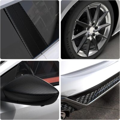 Arespark Carbon Fiber Wrap Black Vinyl Wrap, Cars Window Door Trim Universal Chrome Delete Vinyl Tape, Door Edge Guards Vehicle Protection Tape Auto Accessories with Free Tool Kit (3in x 30ft) - Image 3