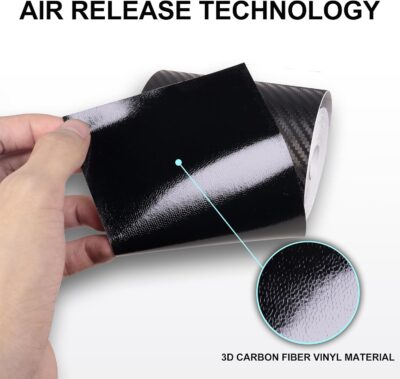 Arespark Carbon Fiber Wrap Black Vinyl Wrap, Cars Window Door Trim Universal Chrome Delete Vinyl Tape, Door Edge Guards Vehicle Protection Tape Auto Accessories with Free Tool Kit (3in x 30ft) - Image 6