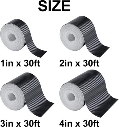 Arespark Carbon Fiber Wrap Black Vinyl Wrap, Cars Window Door Trim Universal Chrome Delete Vinyl Tape, Door Edge Guards Vehicle Protection Tape Auto Accessories with Free Tool Kit (3in x 30ft) - Image 8