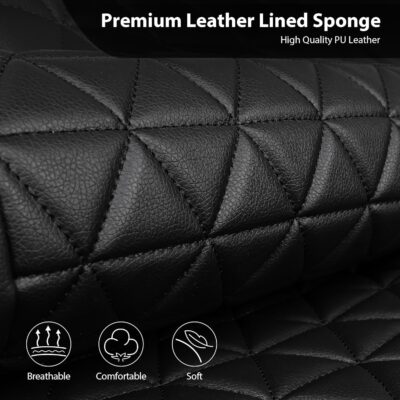 CAR PASS Bling Diamond Leather Car Seat Covers for 2 Front Interior Sets, Waterproof Shining Glitter Sparkly Crystal Universal Armrest Fit Automotive Truck SUV Cute Women Girl, Black Silver Rhinestone - Image 4