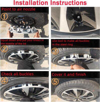 Hubcaps Wheel Covers Replacement R16 Hub Cap Universal Steel Wheels Rims Tire Cover ABS Material Exterior Accessories for Most Car Truck SUV -Set of 4（16-inch，Black） - Image 6