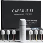 Car Perfume Starter Pack, Car Air Freshener, Ultrasonic Aroma Diffuser, 6 Fragrances (White Crystal, Red Diamond, East Gold, Ocean Blue, Sweet Cherry, Light Pink) (White)