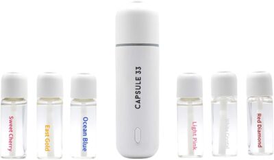 Car Perfume Starter Pack, Car Air Freshener, Ultrasonic Aroma Diffuser, 6 Fragrances (White Crystal, Red Diamond, East Gold, Ocean Blue, Sweet Cherry, Light Pink) (White) - Image 8
