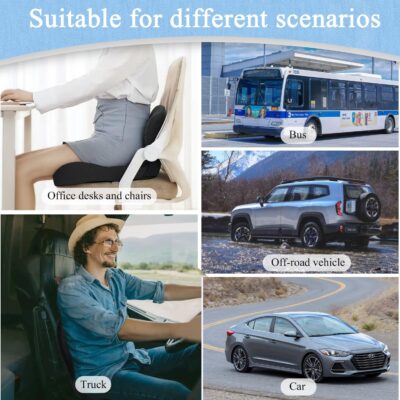 Ergonomic Seat Cushion with Adjustable Strap, Memory Foam Office Chair Seat Cushion with L-Shaped Design, Car Seat Cushion Fits for Truck Driver Semi Truck, Gaming Chair, Desk, Light&Dark Gray - Image 7