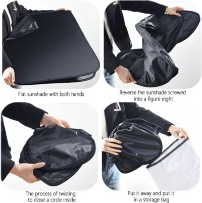 300T Thickened Automotive Glass Sunshade and Comes with Storage Bag,Keep Car Interior Cool,Universal Windshield Sun Shade Fit for Cars,Trucks,SUVs (L: 57.08 * 31.5 inch) - Image 6