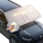 helloleiboo Graphene Car Windshield Sun Shade Car Sun Shade for Windshield with Heat Absorption Coating Foldable Design with UV Protection to Keep Your Car Interior Cooler Silver (X-Large-61 × 34 in)