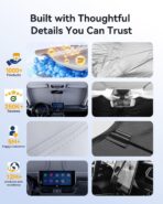 helloleiboo Graphene Car Windshield Sun Shade Car Sun Shade for Windshield with Heat Absorption Coating Foldable Design with UV Protection to Keep Your Car Interior Cooler Silver (X-Large-61 × 34 in) - Image 4