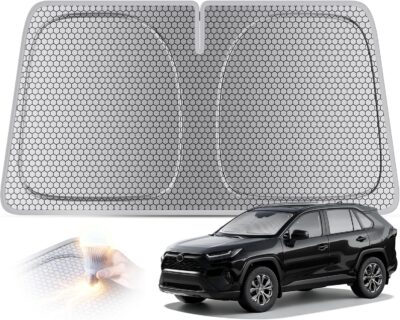 helloleiboo Graphene Car Windshield Sun Shade Car Sun Shade for Windshield with Heat Absorption Coating Foldable Design with UV Protection to Keep Your Car Interior Cooler Silver (X-Large-61 × 34 in) - Image 8