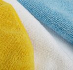 Amazon Basics Microfiber Cleaning Cloths for Cars, Non-Abrasive, Highly Absorbent, Lint and Scratch-Free, Reusable and Washable, Car Detailing Towels, 16" x 12", Blue/White/Yellow, 144-Pack - Image 3