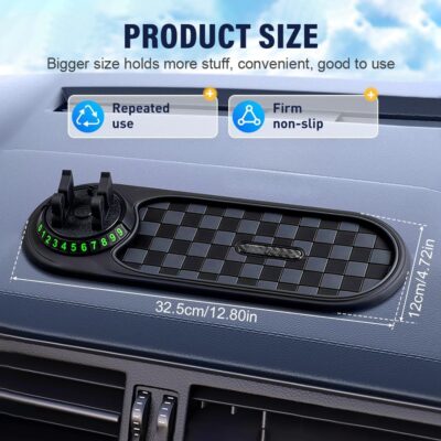 Multifunction Car Anti-Slip Mat, 2026 New 360° Rotating Dashboard Phone Holder, Non Slip Universal Car Mat for Office and Travel, Portable Car Organizer Mat for Drivers (Brown) - Image 6