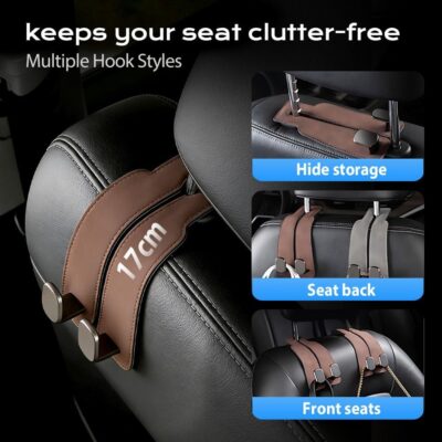 2026 Car Headrest Storage Hooks - Universal Backseat Hanger Organizer for Handbags & Grocery Bags (1, Black) - Image 6