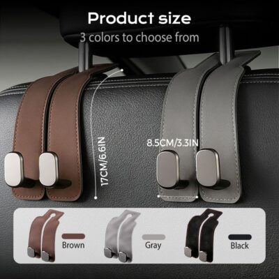 2026 Car Headrest Storage Hooks - Universal Backseat Hanger Organizer for Handbags & Grocery Bags (1, Black) - Image 7