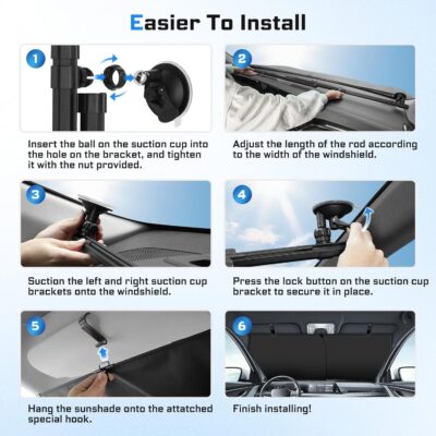 2026 Retractable Windshield Sun Shade Automatic Car Sunshade for Windshield, UV & Heat Protection, Keep Cool and Protect Interior, Adjustable Universal Fit for Car Trucks SUVs (Not for Large Trucks) - Image 7