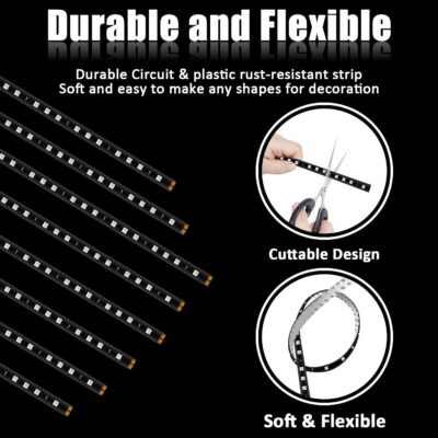 XT AUTO 8pcs 12V Super Bright 30cm 15 LED Flexible Waterproof LED Strip Light for Car Interior & Exterior Decoration DRL Day Running Light Or Boat Bus Garden - Image 3