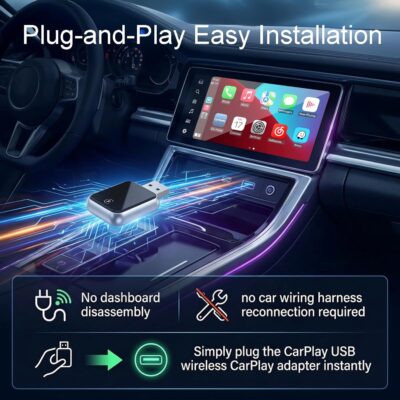 2026 Upgraded USB Wireless CarPlay Adapter for iPhone, Bluetooth 5.3 and Wi-Fi 6, Automatic & Zero-Delay Connection, Android auto Carplay Wireless Adapter for Android and iOS Systems. (Light Gray) - Image 3