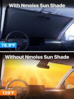 2026 Upgraded Nmoiss Car Windshield Sun Shade [Dot Matrix Reflective Coating] Extended Edge No Light Leakage Design Cooling Protect Car Interior from UV Damage Medium - Image 2