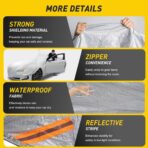Caromop 10-Layer Waterproof Car Cover All Weather Protection (Snow, Rain, Sun) with Secure Fit Straps and Easy On/Off Zipper-Size A6 (See Size-Chart) - Image 3