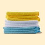 Amazon Basics Microfiber Cleaning Cloths, Highly Absorbent, Scratch-Free, Ultra-Soft, Non-Abrasive, Reusable and Washable, 16" x 12", Blue/White/Yellow, 48-Pack - Image 6