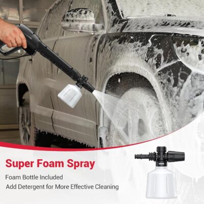 Electric Pressure Washer, 2.5 GPM Power Washer with 4 Quick Connect Nozzles & Foam Cannon, Portable High Pressure Washer Cleaning Machine for Cars Fences Driveways Patios - Image 4