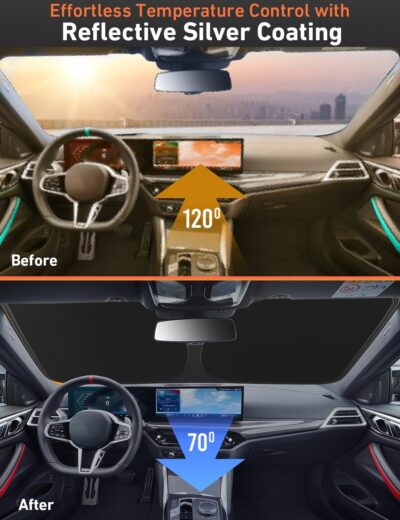 EcoNour Windshield Sunshade Compatible for Toyota RAV4 2019-2024 2025,2026 LE, XLE, Premium, XSE, Limited, SE, TRD Off-Road, Sun Visor for Front Window Sun Shade Cover, UV Protector, Car Accessories - Image 4