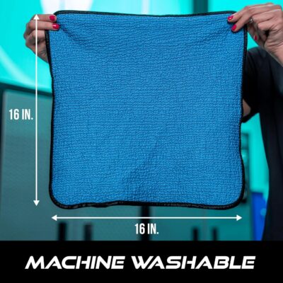 VIKING Glass Microfiber Cleaning Cloth for Car and Home, Glass Towels for Mirror, and Picture Frames, and Car Detailing Kit, 16 inch x 16 inch, Blue, 4 Pack - Image 6